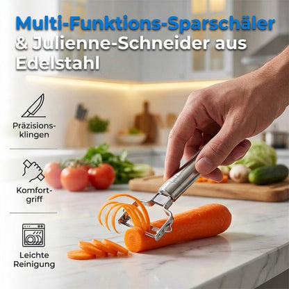 🔥 50 % Rabatt!!🎁 2+1 GRATIS!! 🎉Multi-Funktions-Sparschäler & Julienne-Schneider aus Edelstahl
