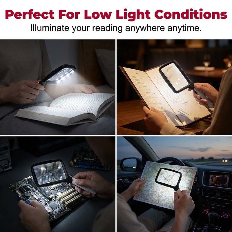 📢📢50 % Rabatt!! 🔍✨ Tragbare rechteckige Lupe mit LED-Beleuchtung📚