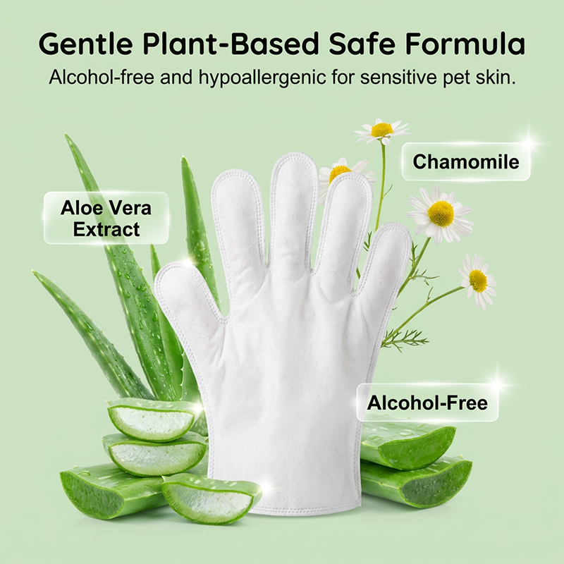 🔥🎁 1+1 GRATIS!!🐾✨ Hypoallergene Pflegehandschuh‑Tücher für Hunde und Katzen, badfrei, geruchentfernend, tägliche Haustierreinigung