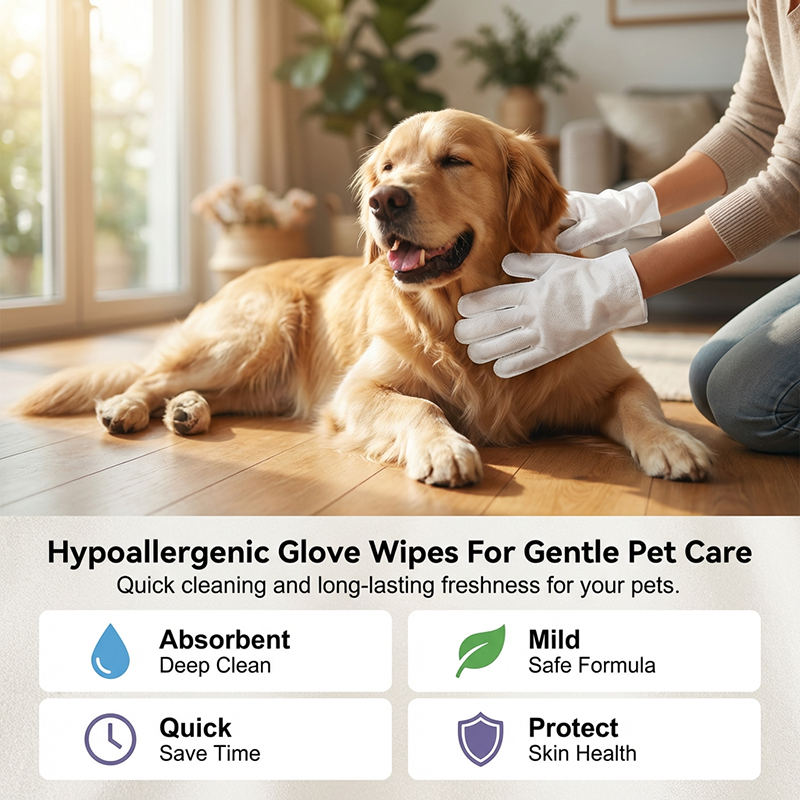 🔥🎁 1+1 GRATIS!!🐾✨ Hypoallergene Pflegehandschuh‑Tücher für Hunde und Katzen, badfrei, geruchentfernend, tägliche Haustierreinigung