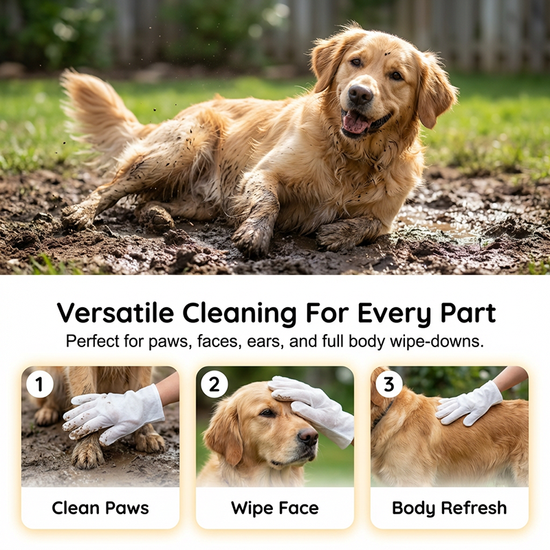 🔥🎁 1+1 GRATIS!!🐾✨ Hypoallergene Pflegehandschuh‑Tücher für Hunde und Katzen, badfrei, geruchentfernend, tägliche Haustierreinigung