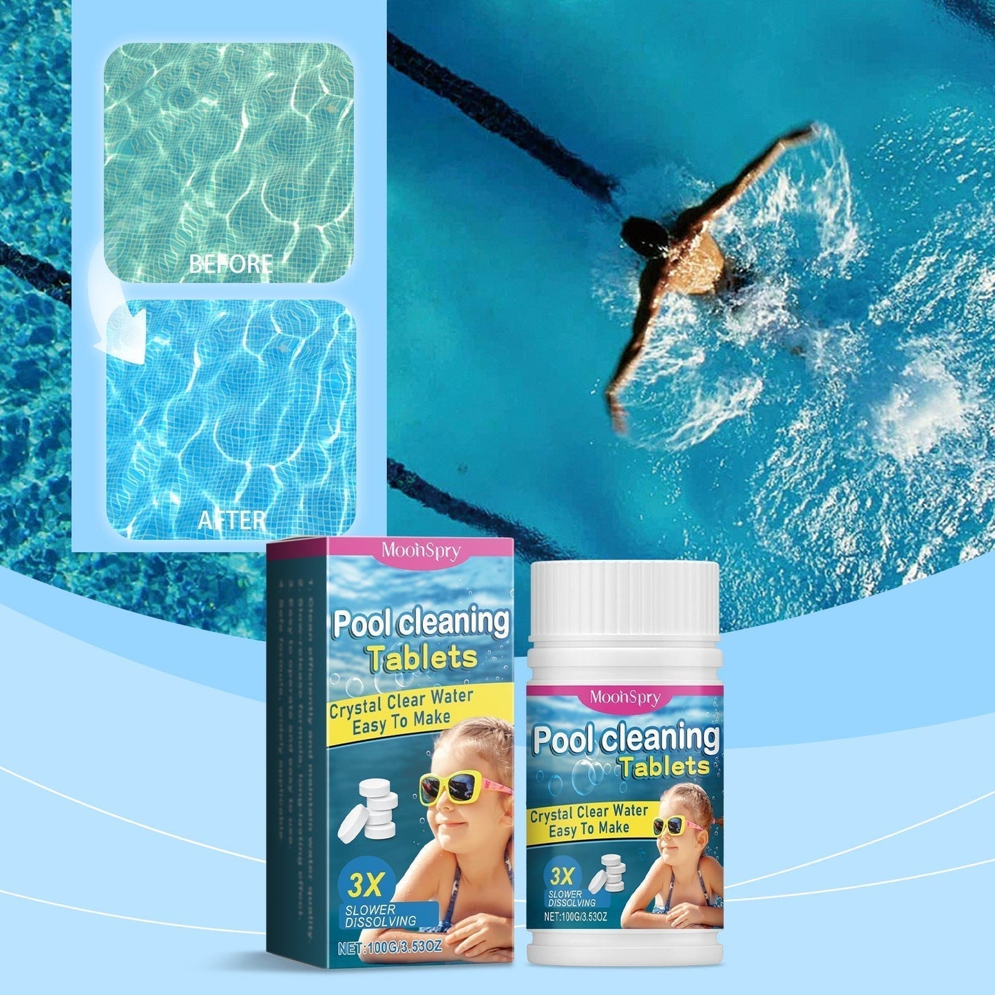 🏊‍♂️ Poolreinigungstabletten für kristallklares Wasser – Einwerfen, auflösen, reinspringen! 🌊✨