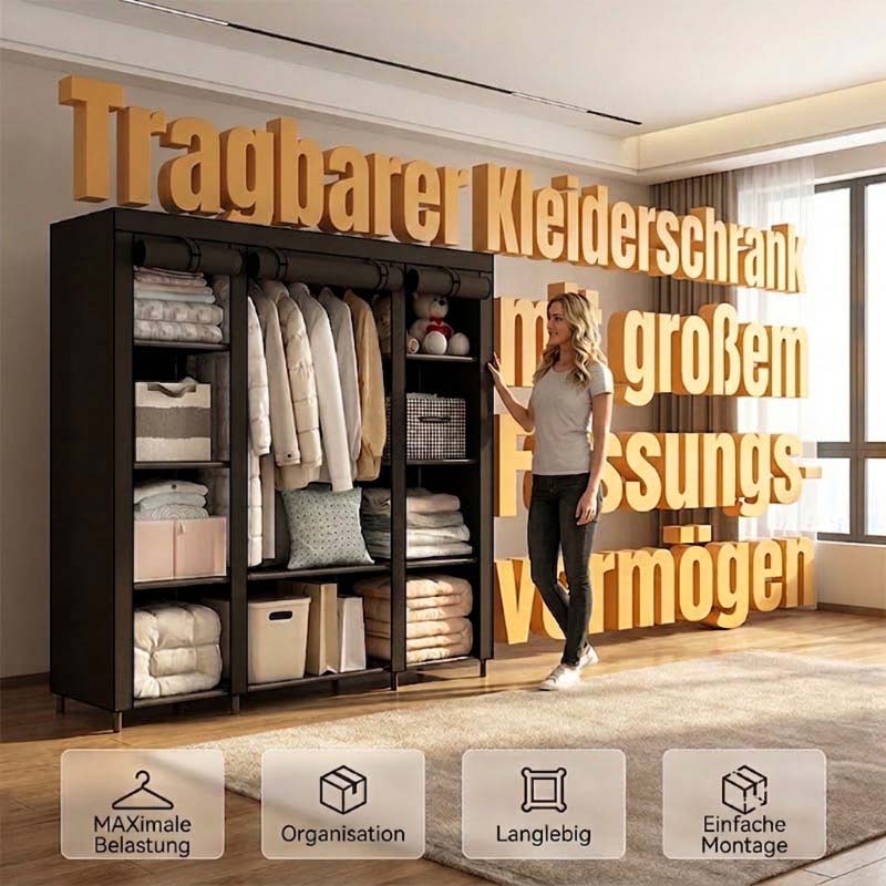 📢📢50 % Rabatt!!⏰💎Einfach zu montierender Kleiderschrank aus Vliesstoff 🧥🪑