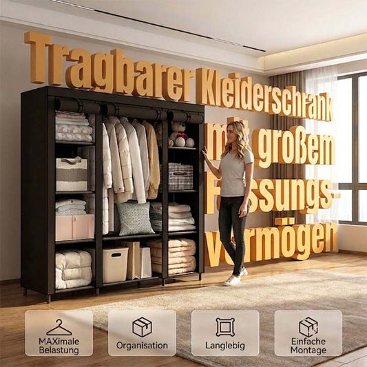 📢📢50 % Rabatt!!⏰💎Einfach zu montierender Kleiderschrank aus Vliesstoff 🧥🪑
