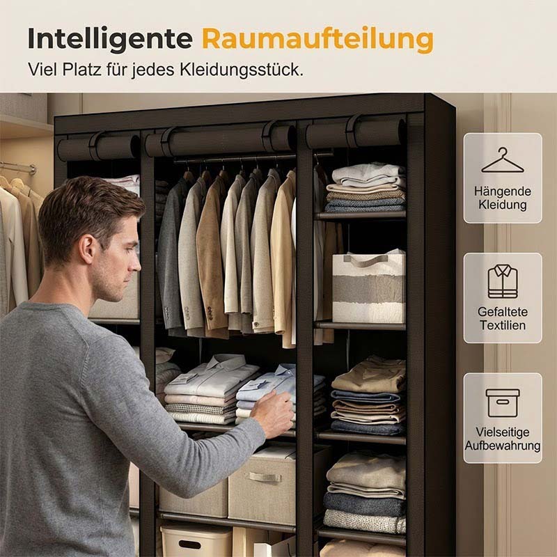 📢📢50 % Rabatt!!⏰💎Einfach zu montierender Kleiderschrank aus Vliesstoff 🧥🪑