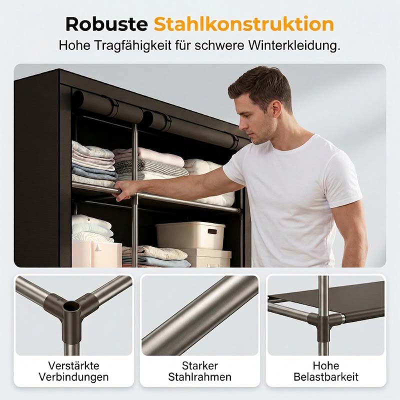 📢📢50 % Rabatt!!⏰💎Einfach zu montierender Kleiderschrank aus Vliesstoff 🧥🪑