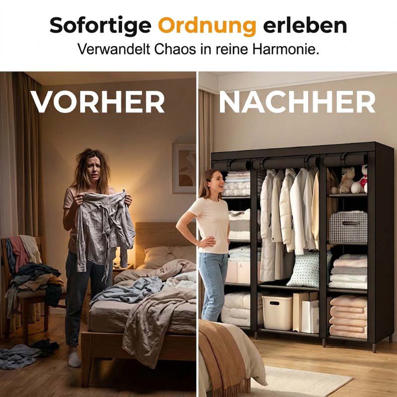 📢📢50 % Rabatt!!⏰💎Einfach zu montierender Kleiderschrank aus Vliesstoff 🧥🪑