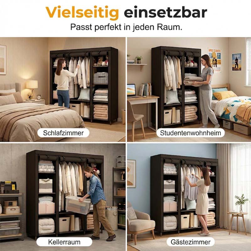 📢📢50 % Rabatt!!⏰💎Einfach zu montierender Kleiderschrank aus Vliesstoff 🧥🪑