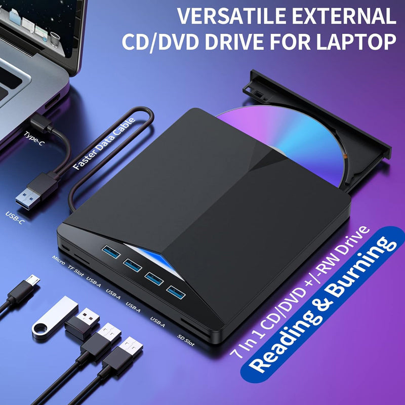 📢📢50 % Rabatt!! 💿✨ Externes DVD‑Laufwerk, USB 3.0 & Typ‑C, CD‑Brenner
