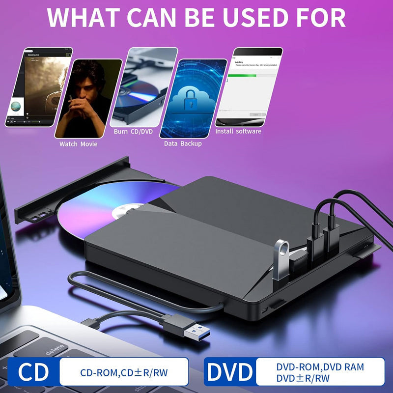 📢📢50 % Rabatt!! 💿✨ Externes DVD‑Laufwerk, USB 3.0 & Typ‑C, CD‑Brenner