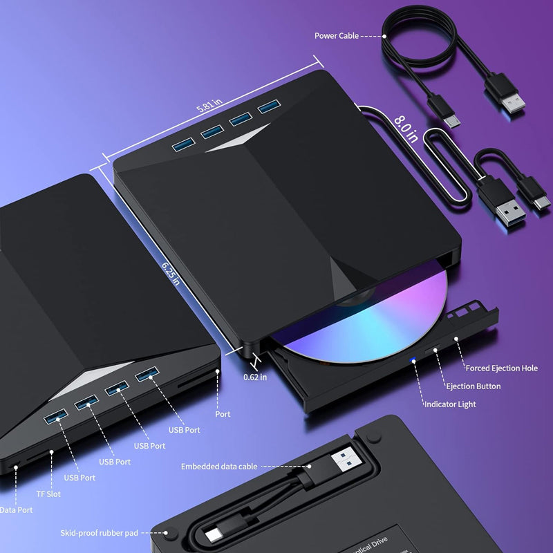 📢📢50 % Rabatt!! 💿✨ Externes DVD‑Laufwerk, USB 3.0 & Typ‑C, CD‑Brenner