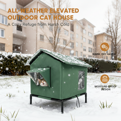 🐱 LIMITIERTER 50 % RABATT! ✨ Allwetter erhöhtes Außenkatzenhaus – wasserdicht, wärmeisolierende Auskleidung, zusammenklappbar
