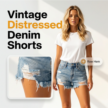 🔥🔥 2026 NEU 🥳💞 50K+ VERKAUFT! ⚡👖Vintage-Jeansshorts im Used-Look