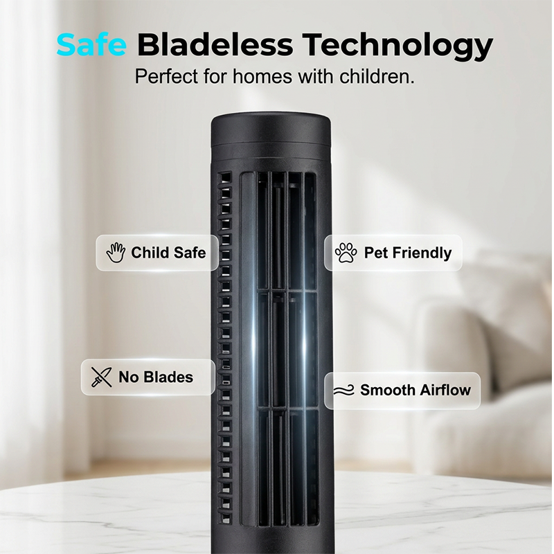 📢📢50 % Rabatt!! 🥳🏠 Wiederaufladbarer USB-Turmventilator ohne Rotorblätter – 3 Geschwindigkeitsstufen, schnelle Kühlung, sicheres Design ohne Rotorblätter, extrem leise 🔇🌿