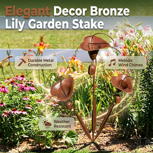📢📢50 % Rabatt!!🥳🌷Gartenstecker aus geflammtem Kupfer mit drei Calla-Lilien und Glöckchen
