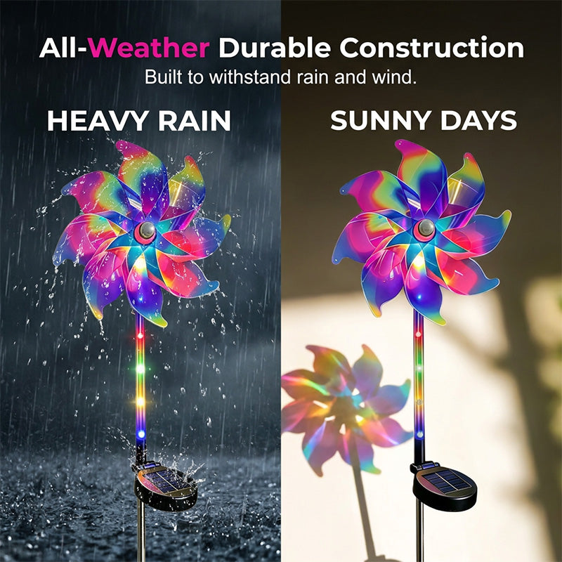 📢📢 50 % Rabatt!! + KOSTENLOSER VERSAND ⏰🌈Solarbetriebene Regenbogen-Windrad-Gartenleuchte 🌀