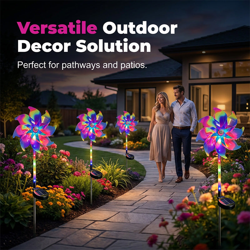 📢📢 50 % Rabatt!! + KOSTENLOSER VERSAND ⏰🌈Solarbetriebene Regenbogen-Windrad-Gartenleuchte 🌀