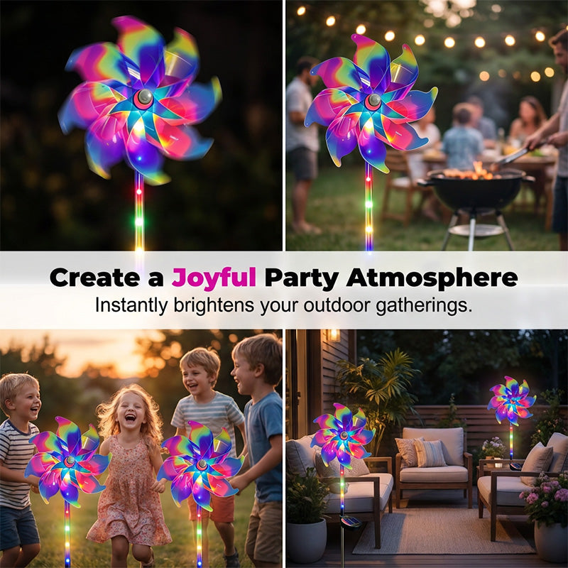 📢📢 50 % Rabatt!! + KOSTENLOSER VERSAND ⏰🌈Solarbetriebene Regenbogen-Windrad-Gartenleuchte 🌀