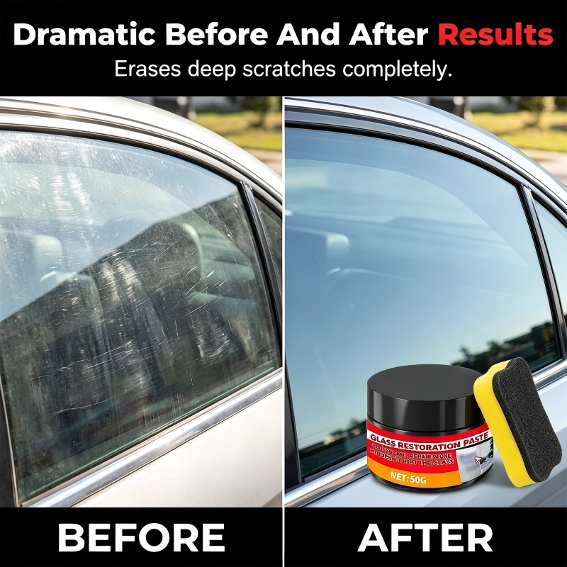 🔥🎁 2+1 GRATIS!!🥳 💞 50K+ VERKAUFT! 🚗✨Reparaturpaste für Kratzer im Autoglas mit Schwamm