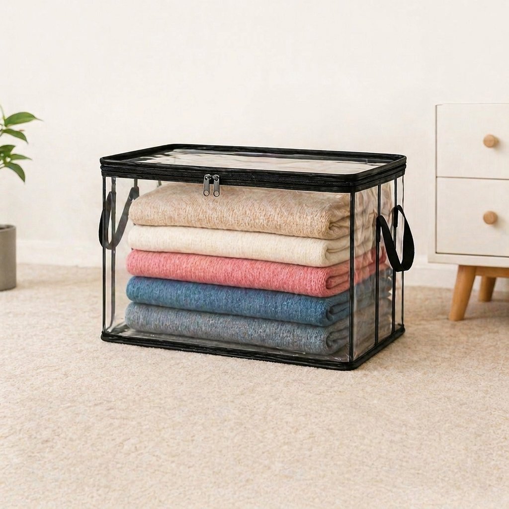 🔥Zeitlich begrenztes Angebot: 50 % Rabatt! 📦Große, strapazierfähige, dicke transparente Aufbewahrungstasche aus Kunststoff für Kleidung, Umzug und Lagerung