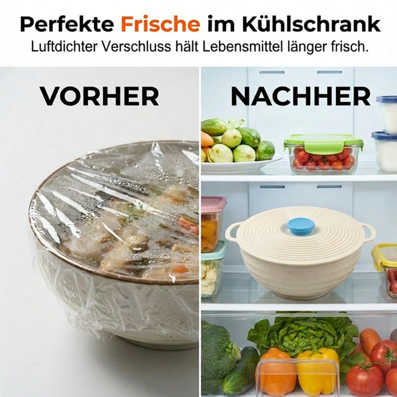 📢📢50 % Rabatt!!🥳🌍💚Lebensmittelechte wiederverwendbare Silikondeckel – Frischhalten & stark haftend