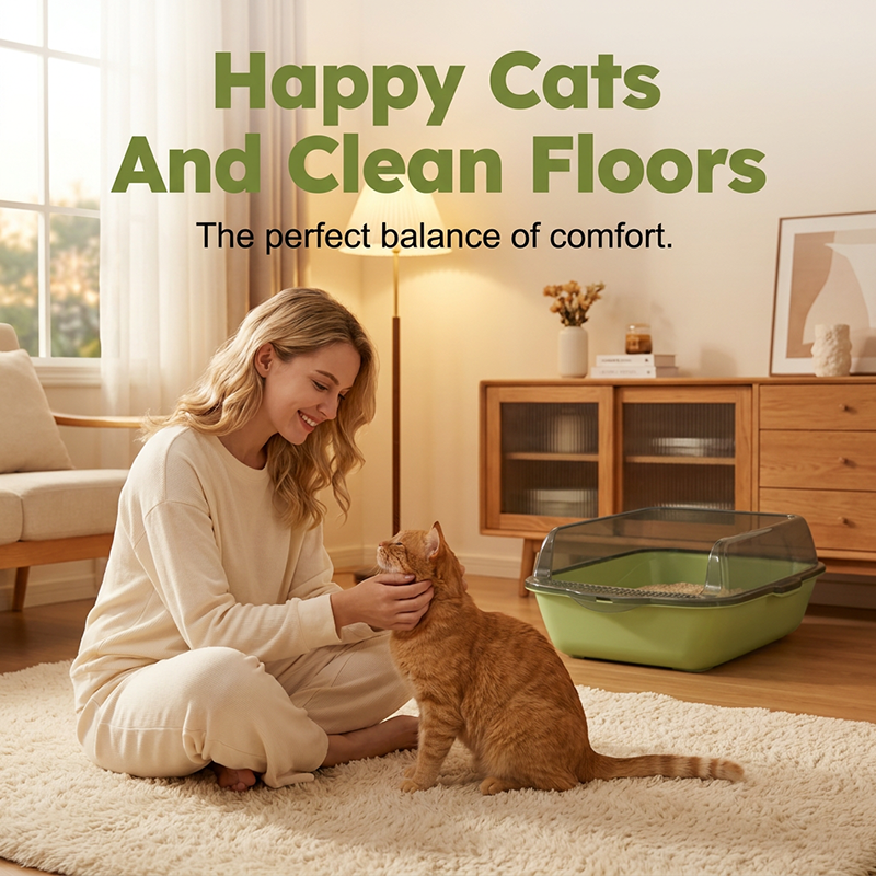 🐾 50 % RABATT IM FLASH-SALE! Extra große, halbgeschlossene Katzentoilette mit Spritzschutz + gratis Streuschaufel – Hält den Boden sauber, leicht zu reinigen 🐱🧹【Nur für kurze Zeit】