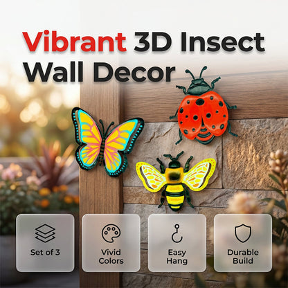 🐝 Nur für kurze Zeit: 50 % Rabatt! ✨ 3D-Insekten-Wanddekorationen – Biene, Schmetterling, Marienkäfer, wetterfest