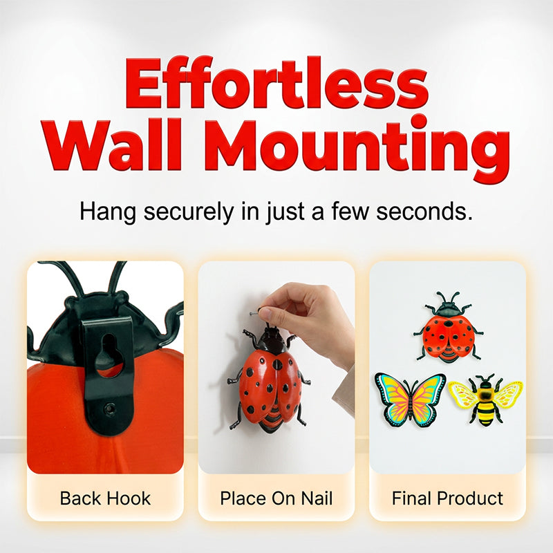🐝 Nur für kurze Zeit: 50 % Rabatt! ✨ 3D-Insekten-Wanddekorationen – Biene, Schmetterling, Marienkäfer, wetterfest