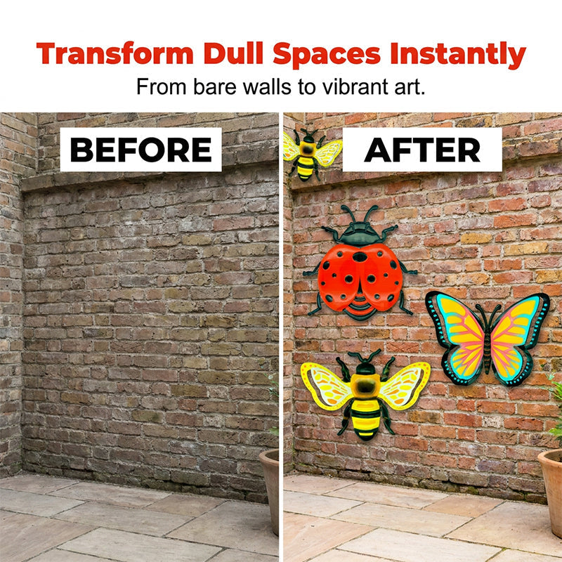 🐝 Nur für kurze Zeit: 50 % Rabatt! ✨ 3D-Insekten-Wanddekorationen – Biene, Schmetterling, Marienkäfer, wetterfest