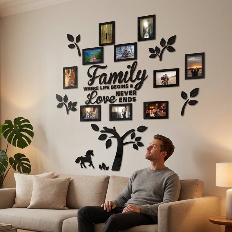 📢📢50 % RABATT!! ⏰👨‍👩‍👧‍👦🏡3D-Familienstammbaum-Fotorahmen-Wandaufkleber