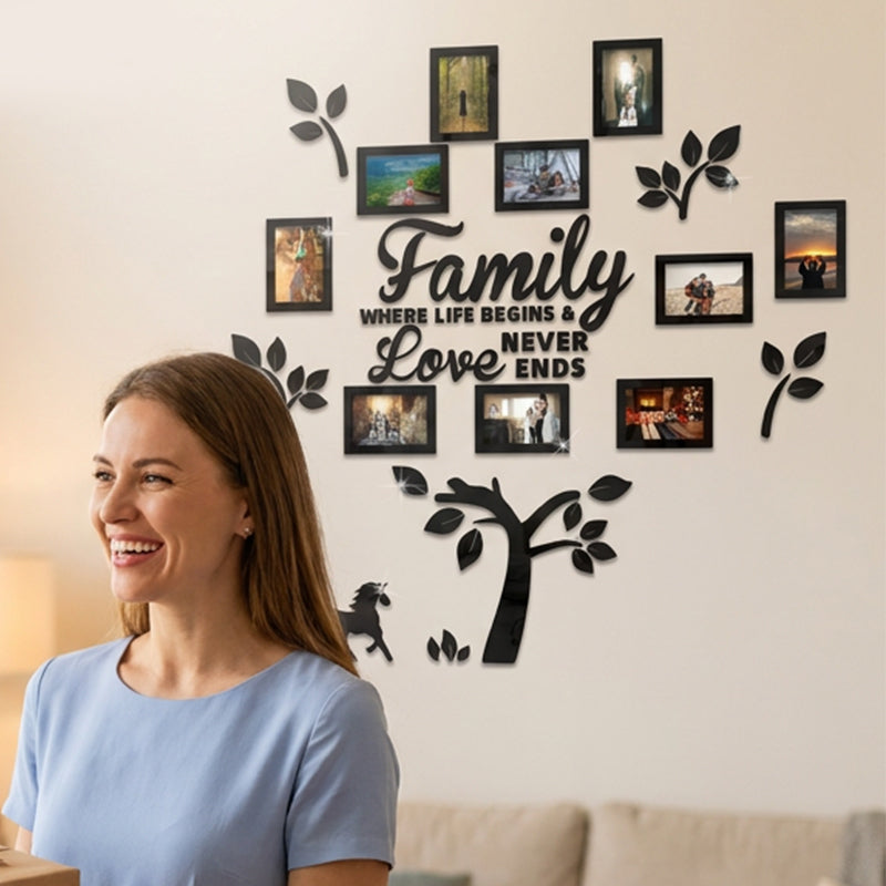 📢📢50 % RABATT!! ⏰👨‍👩‍👧‍👦🏡3D-Familienstammbaum-Fotorahmen-Wandaufkleber