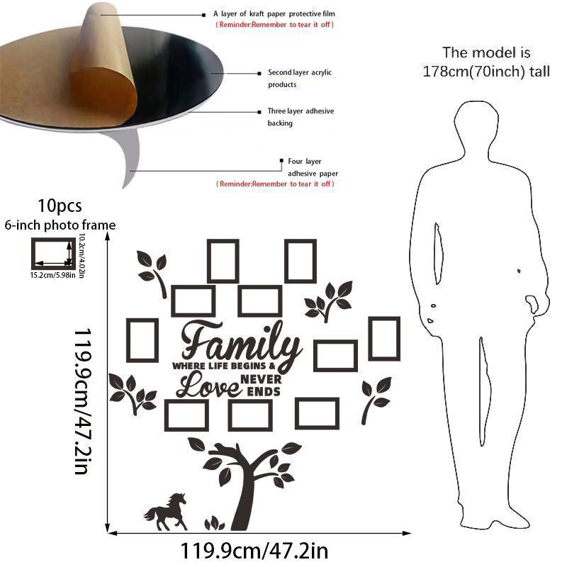 📢📢50 % RABATT!! ⏰👨‍👩‍👧‍👦🏡3D-Familienstammbaum-Fotorahmen-Wandaufkleber