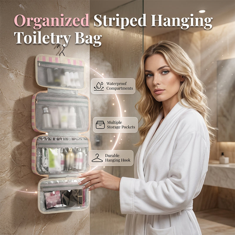 🔥Sommer-Schnäppchen – 50 % Rabatt!💞Über 30.000 verkauft!!💝Gestreifter Hänge-Kulturbeutel für Reisen