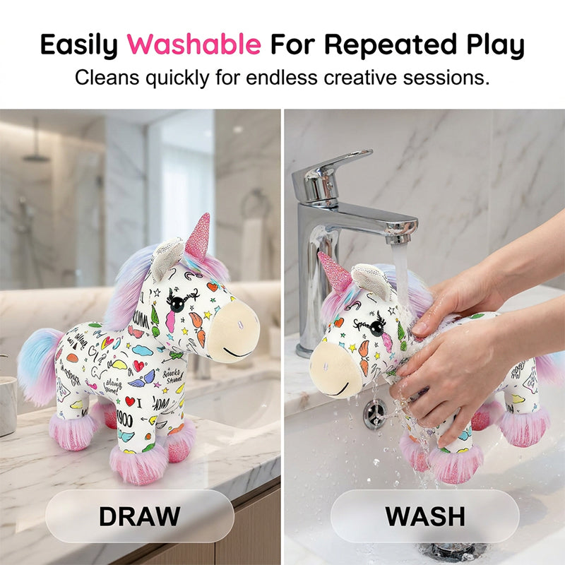 🎁 Letzter Tag Verkauf 50% Rabatt 🥳DIY-Set zum Ausmalen: Einhorn-Plüschtier
