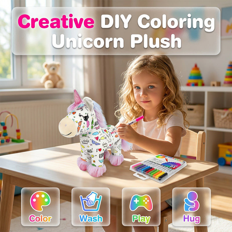 🎁 Letzter Tag Verkauf 50% Rabatt 🥳DIY-Set zum Ausmalen: Einhorn-Plüschtier
