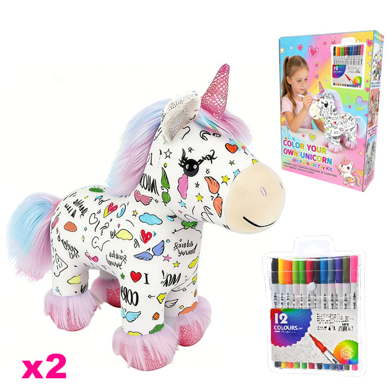 🎁 Letzter Tag Verkauf 50% Rabatt 🥳DIY-Set zum Ausmalen: Einhorn-Plüschtier