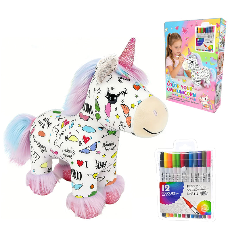 🎁 Letzter Tag Verkauf 50% Rabatt 🥳DIY-Set zum Ausmalen: Einhorn-Plüschtier