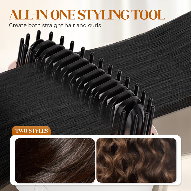 Kabelloser 2-in-1 Haarglättungs- und Lockenkamm