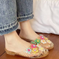 Transparente, glitzernde Damen-Slipper mit geschlossener Zehenpartie