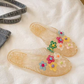 Transparente, glitzernde Damen-Slipper mit geschlossener Zehenpartie