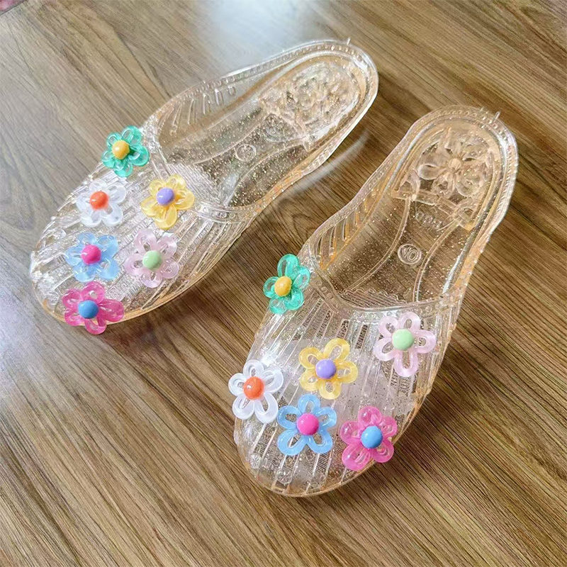 Transparente, glitzernde Damen-Slipper mit geschlossener Zehenpartie