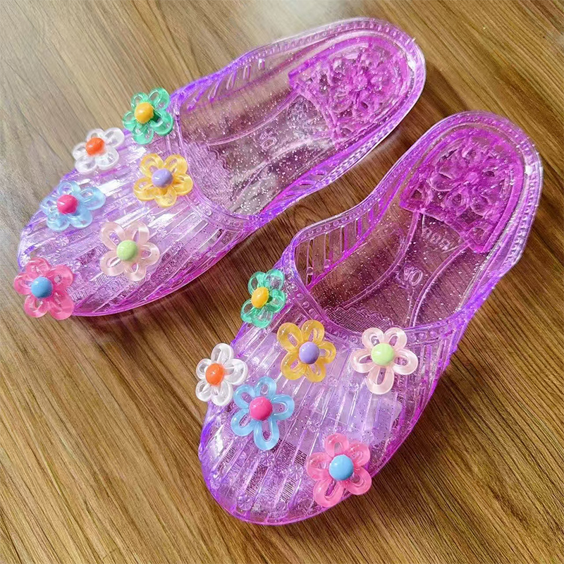 Transparente, glitzernde Damen-Slipper mit geschlossener Zehenpartie