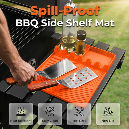 🔥🎁 2+1 GRATIS!!🥳💪🧼 Nie wieder schrubben! Unzerstörbare Silikon-Grillmatte für Ihre Seitenablage – beständig gegen heiße Pfannen, Messer und Marinaden.