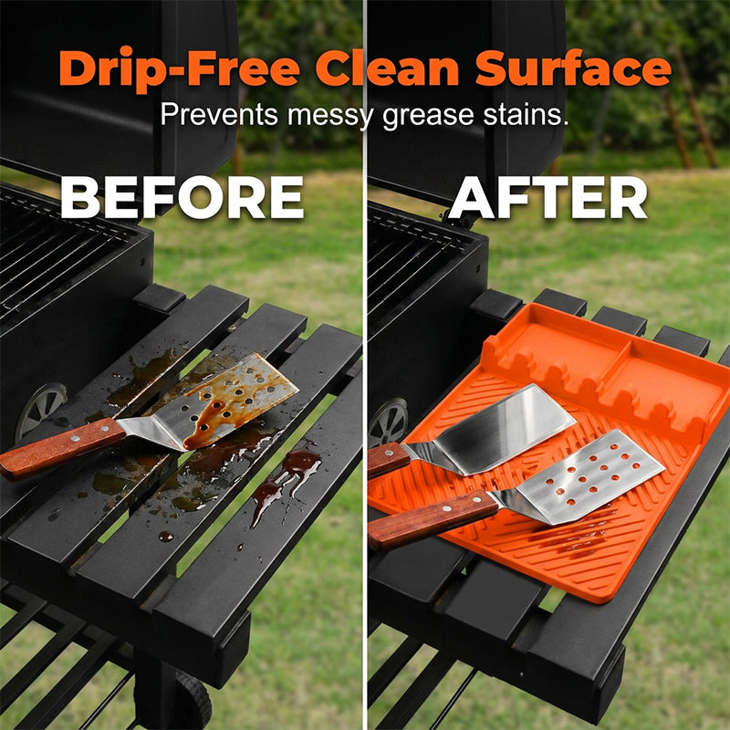 🔥🎁 2+1 GRATIS!!🥳💪🧼 Nie wieder schrubben! Unzerstörbare Silikon-Grillmatte für Ihre Seitenablage – beständig gegen heiße Pfannen, Messer und Marinaden.