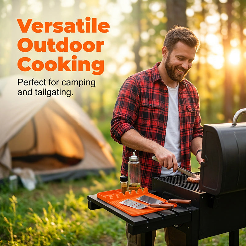 🔥🎁 2+1 GRATIS!!🥳💪🧼 Nie wieder schrubben! Unzerstörbare Silikon-Grillmatte für Ihre Seitenablage – beständig gegen heiße Pfannen, Messer und Marinaden.