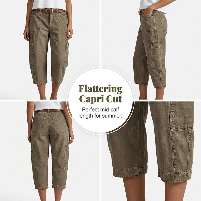📢📢50 % Rabatt!!⏰👖 Lässige Cargo-Caprihosen für Damen – bequeme 3/4-Hosen mit vielen Taschen, perfekt für Alltag, Reisen & Sommer ☀️