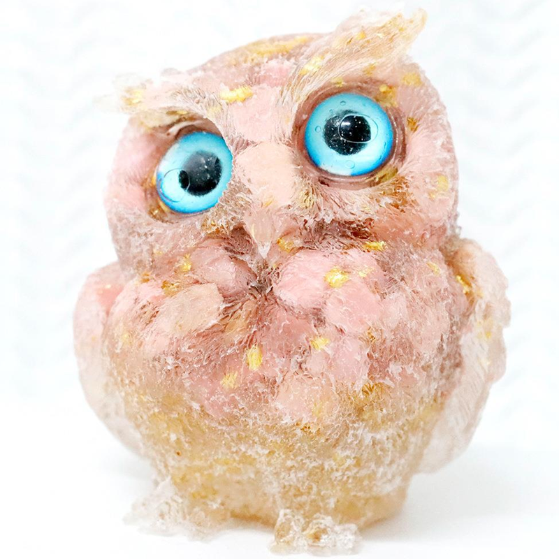 🎁🦉 Natürlicher Kristall-Edelstein-Harz-Eulen-Dekor – Handgefertigter Tischornament für zu Hause, Büro, Auto & Hochzeit