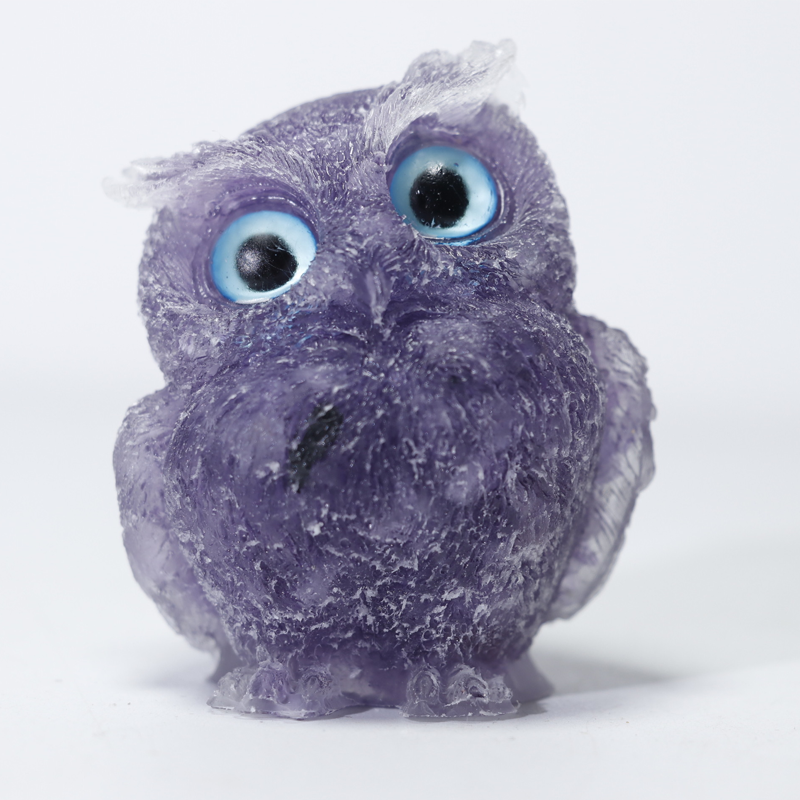 🎁🦉 Natürlicher Kristall-Edelstein-Harz-Eulen-Dekor – Handgefertigter Tischornament für zu Hause, Büro, Auto & Hochzeit