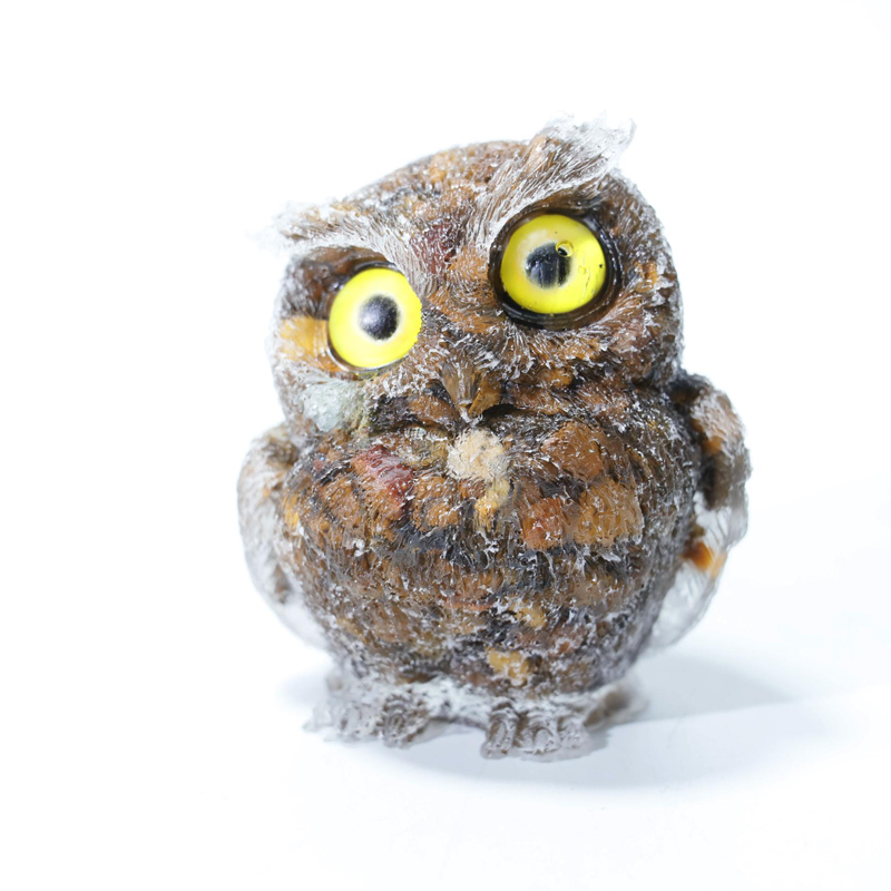 🎁🦉 Natürlicher Kristall-Edelstein-Harz-Eulen-Dekor – Handgefertigter Tischornament für zu Hause, Büro, Auto & Hochzeit