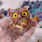 🎁🦉 Natürlicher Kristall-Edelstein-Harz-Eulen-Dekor – Handgefertigter Tischornament für zu Hause, Büro, Auto & Hochzeit